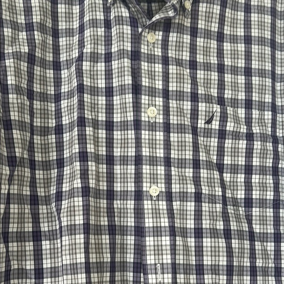Nautica Blue and White Casual Button Down Shirt - Picture 4 of 8